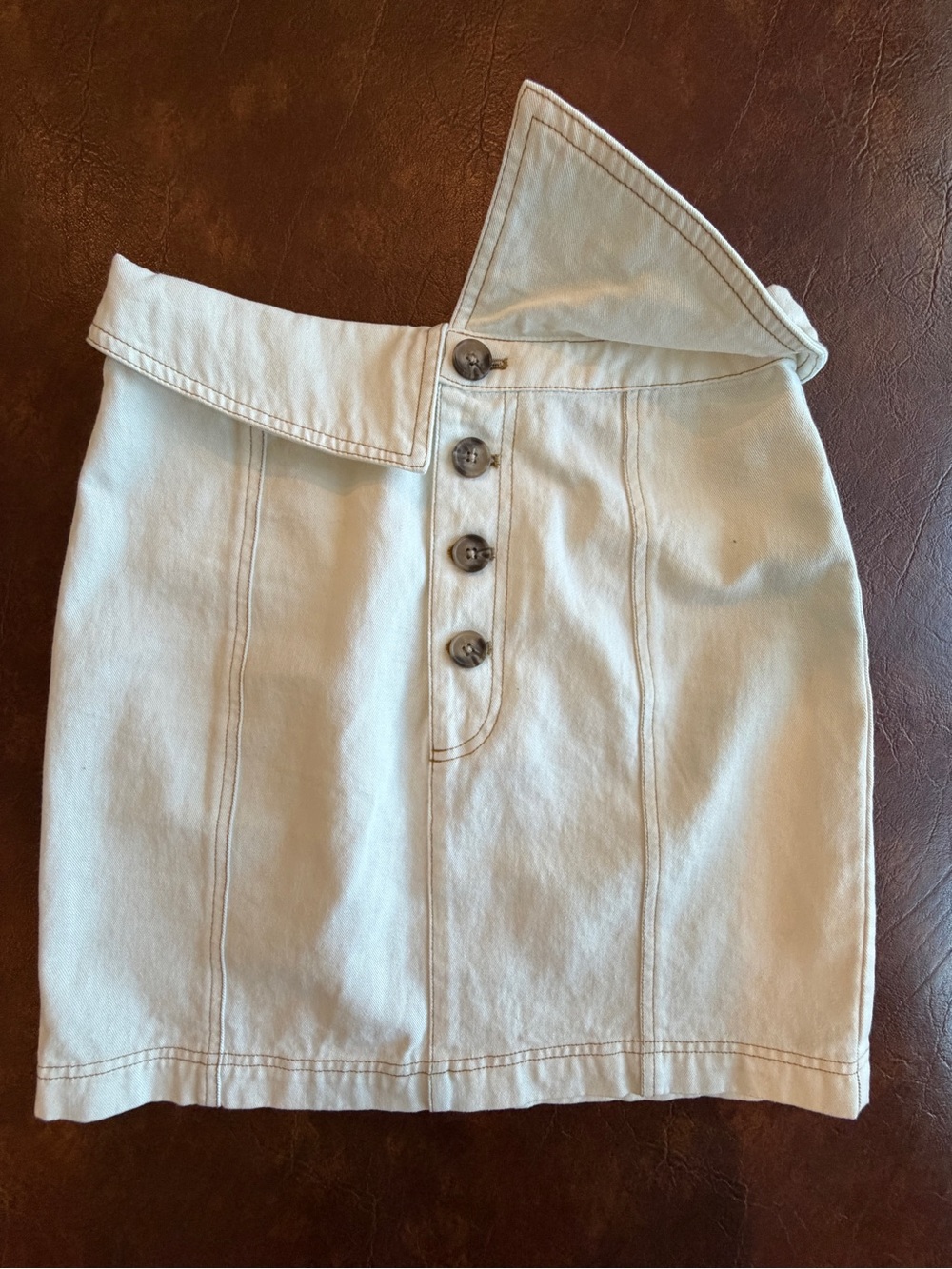 MINKPINK Cream High-Waist Button-Front Pencil Skirt